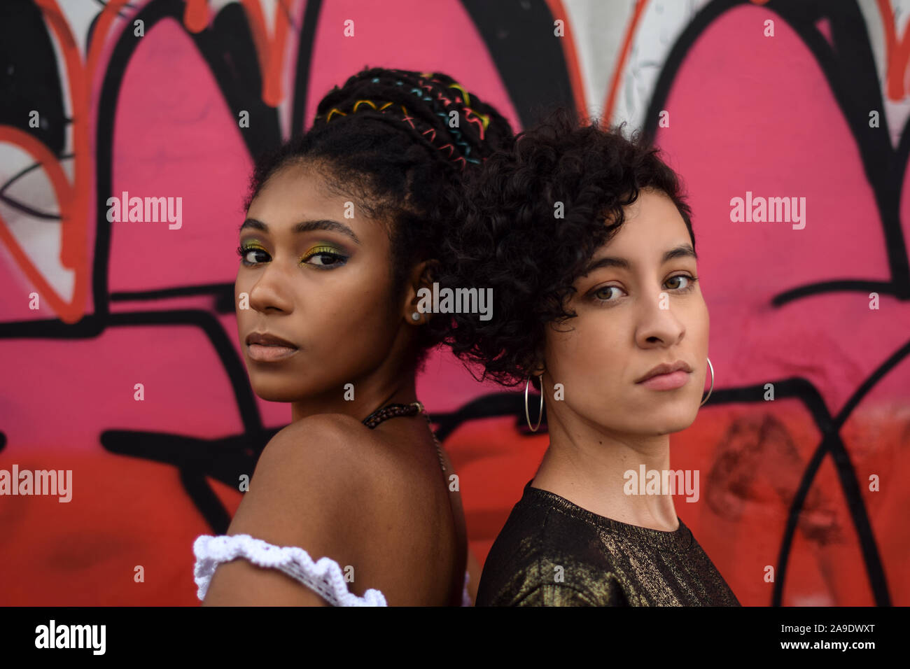 Two latin young women in the streets of Cali, Colombia Stock Photo Alamy