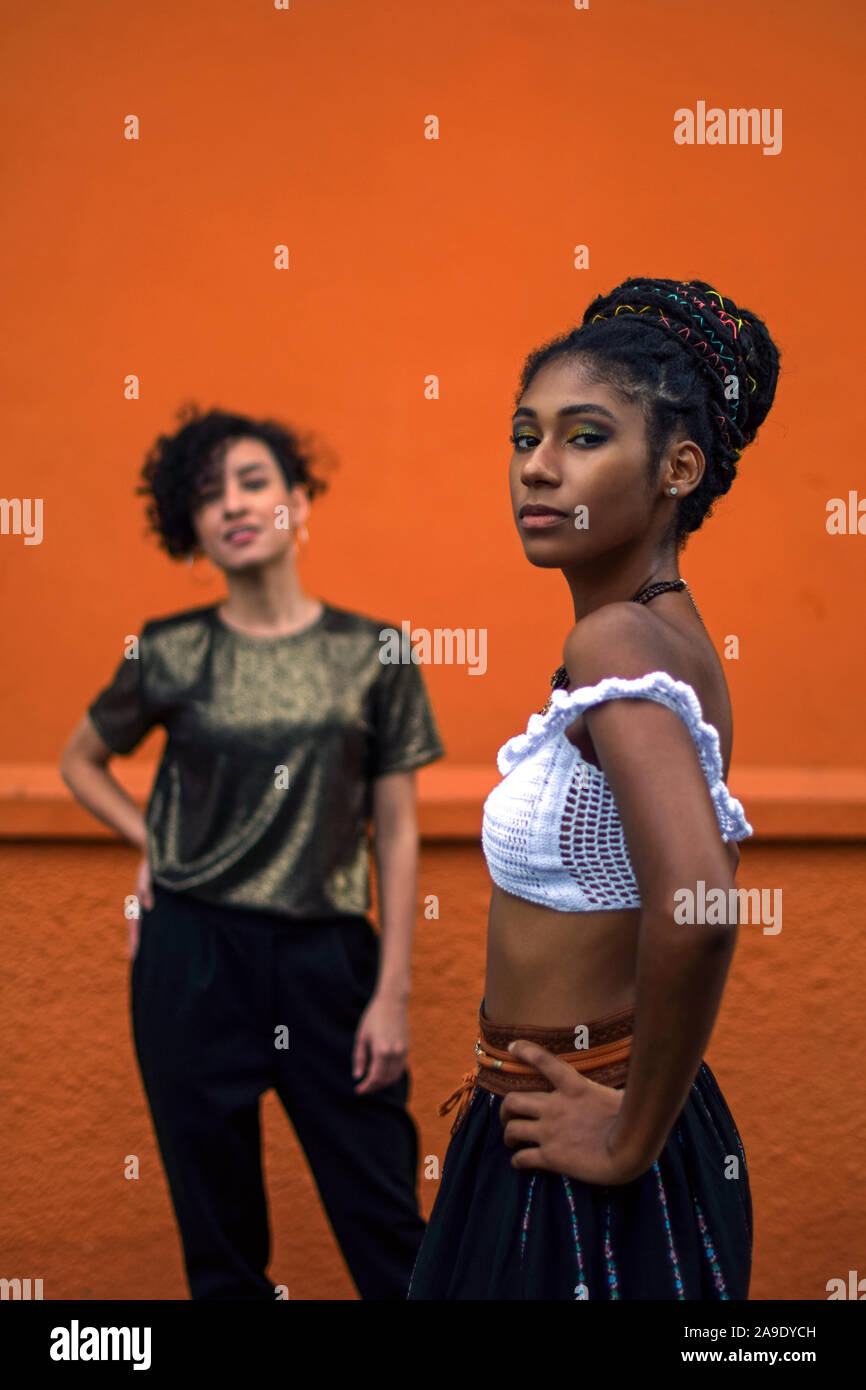 Two latin young women in the streets of Cali, Colombia Stock Photo Alamy