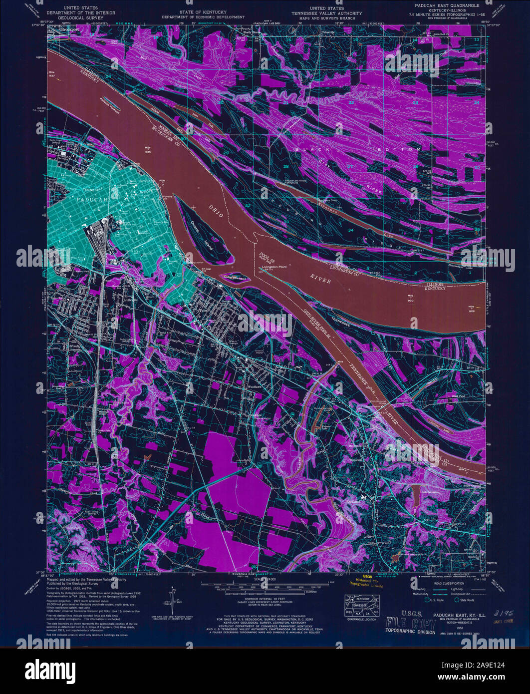 USGS TOPO Map Kentucky KY Paducah East 803866 1958 24000 Inverted Stock