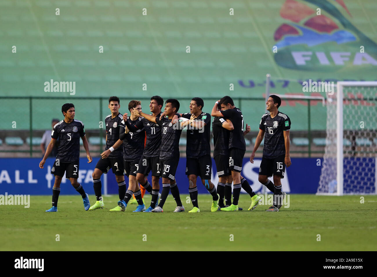 Players of National team of Mexico U 17 celebrate their