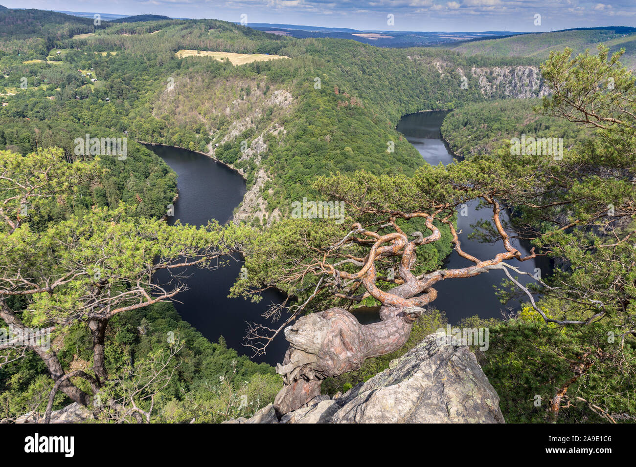 vyhlidka Maj, Stechovicka prehrada, Svatojanske proudy, Ceska republika / viewpoint Mai, Stechovice dam on Moldau river, Central Bohemia, Czech republ Stock Photo