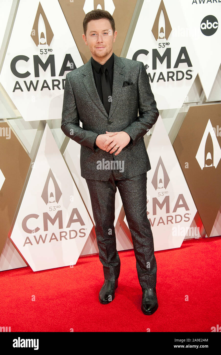 Nov.13, 2019 - Nashville, Tennessee; USA - SCOTTY MCCREERY arrives at the 53rd Annual CMA Awards that took place at the Bridgestone Arena located in downtown Nashville.  Copyright 2019 Jason Moore. (Credit Image: © Jason Moore/ZUMA Wire) Stock Photo