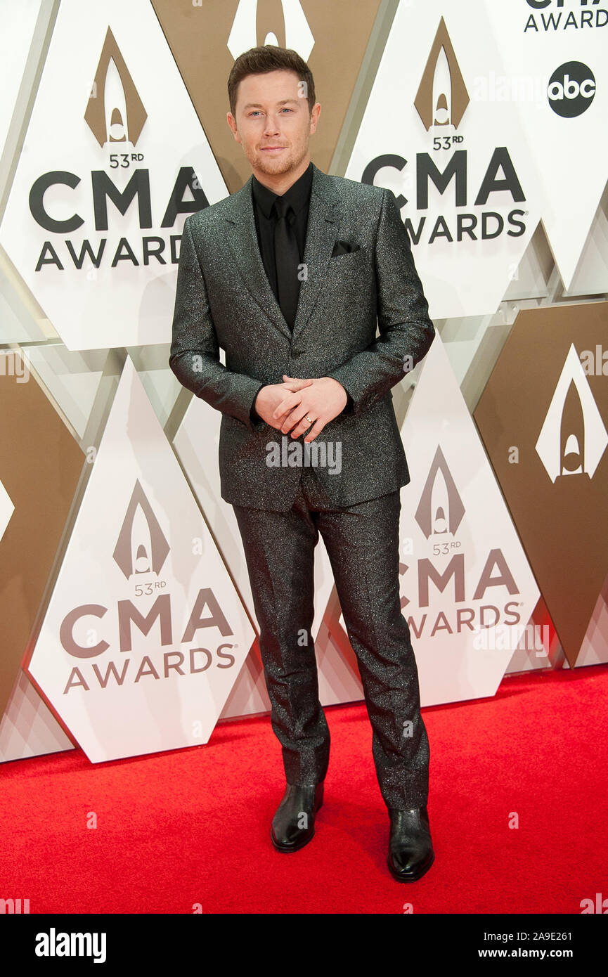 Nov.13, 2019 - Nashville, Tennessee; USA - SCOTTY MCCREERY arrives at the 53rd Annual CMA Awards that took place at the Bridgestone Arena located in downtown Nashville.  Copyright 2019 Jason Moore. (Credit Image: © Jason Moore/ZUMA Wire) Stock Photo