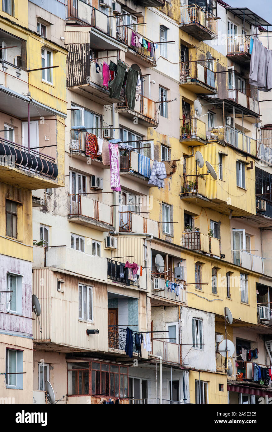 Georgia, Adscharien, Batumi, high rise, facade, detail, Stock Photo