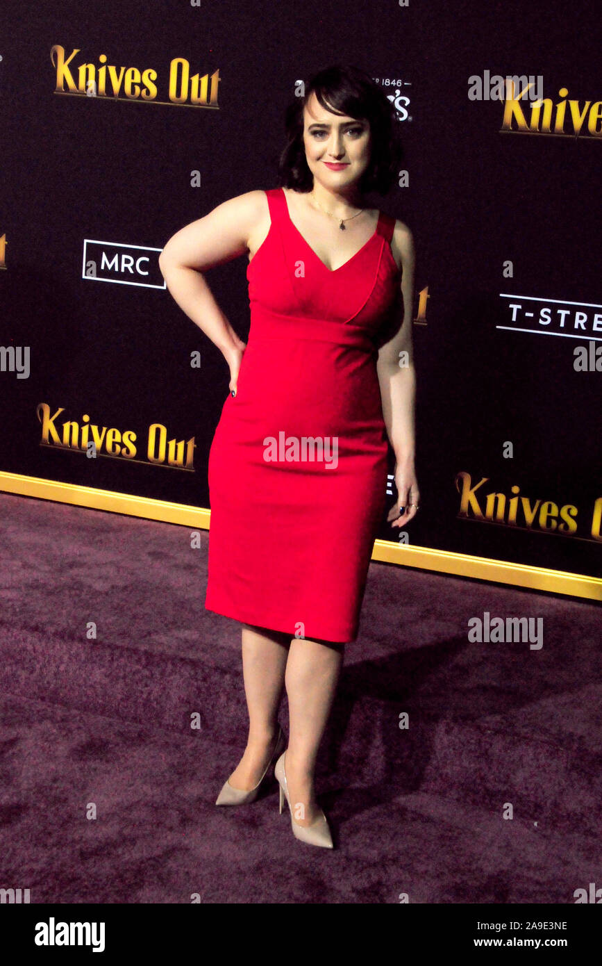 Los Angeles, California, USA 14th November 2019 Actress Mara Wilson attends the Los Angeles Premiere of Lionsgate's 'Knives Out' on November 14, 2019 at Regency Village Theatre in Los Angeles, California, USA. Photo by Barry King/Alamy Live News Stock Photo