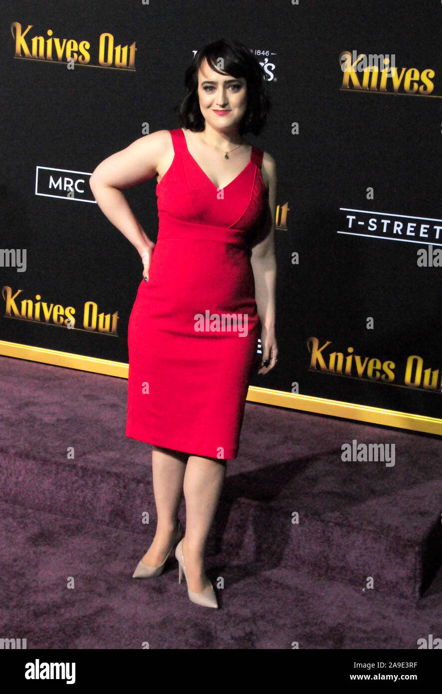 Los Angeles, California, USA 14th November 2019 Actress Mara Wilson attends the Los Angeles Premiere of Lionsgate's 'Knives Out' on November 14, 2019 at Regency Village Theatre in Los Angeles, California, USA. Photo by Barry King/Alamy Live News Stock Photo