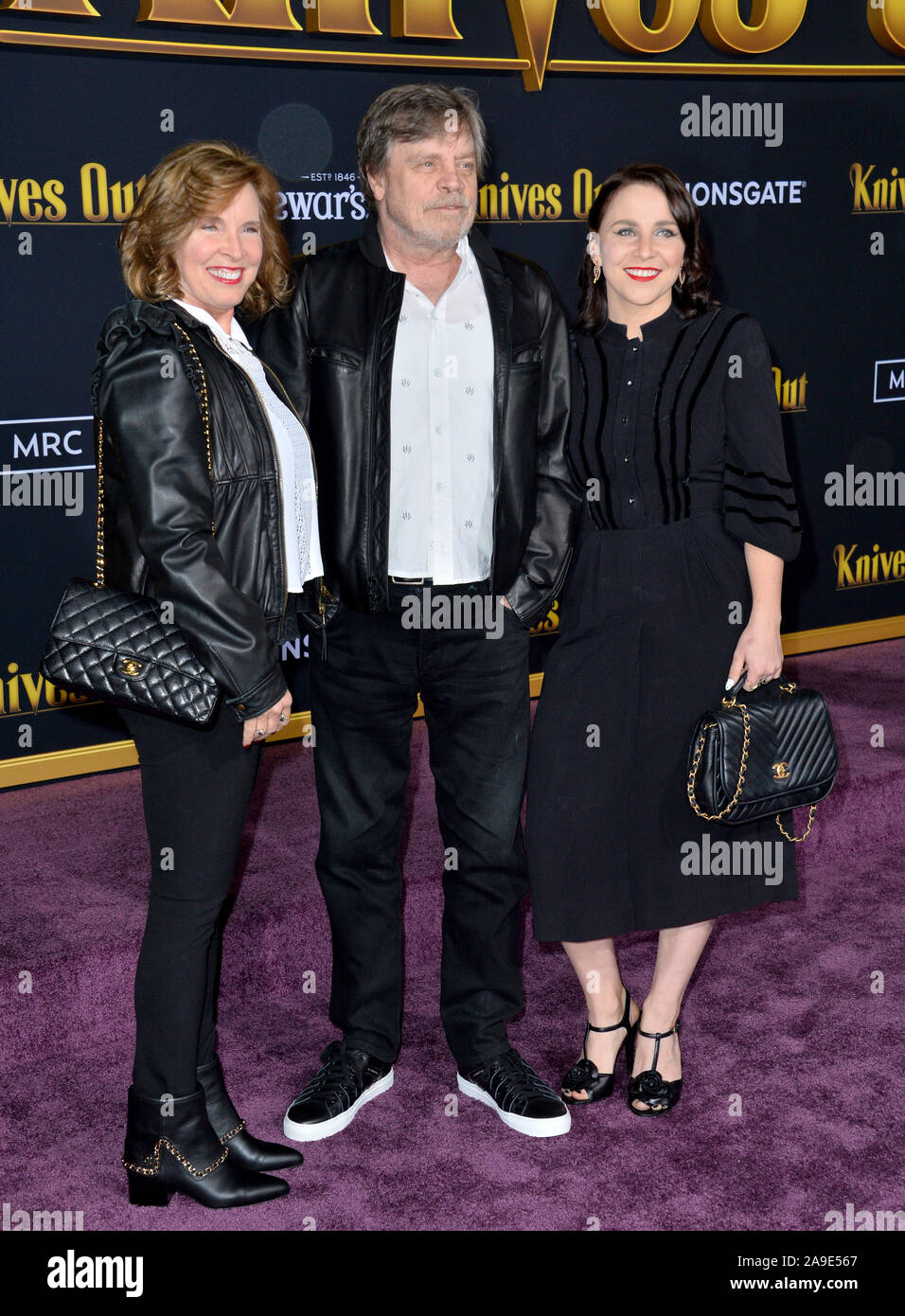 Los Angeles, USA. 14th Nov, 2019. Mark Hamill, Marilou York & Chelsea Hamill at the premiere of