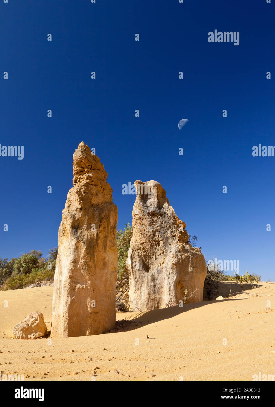 An image of the strange desert Pinnacles in Australia Stock Photo
