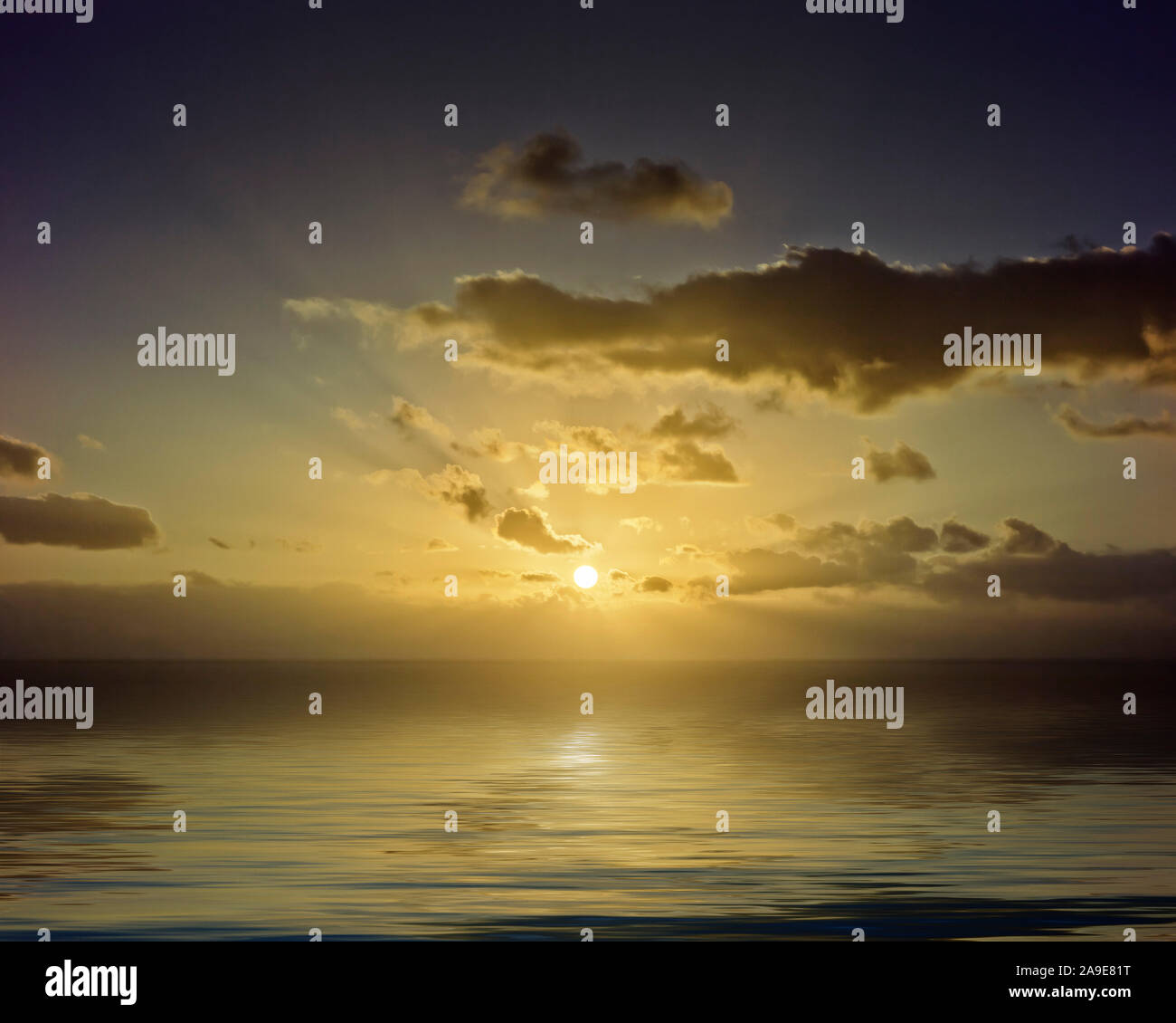 An image of a beautiful sunset over the ocean Stock Photo - Alamy