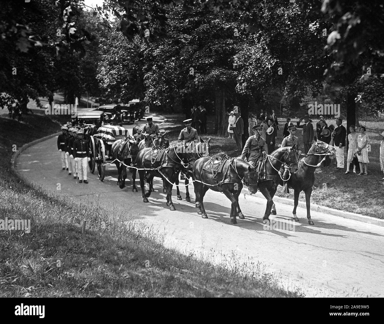 Funeral procession, casket pulled by horses ca. 1930 Stock Photo Alamy