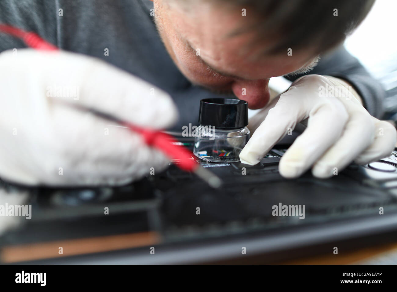 Technicial support of laptop Stock Photo