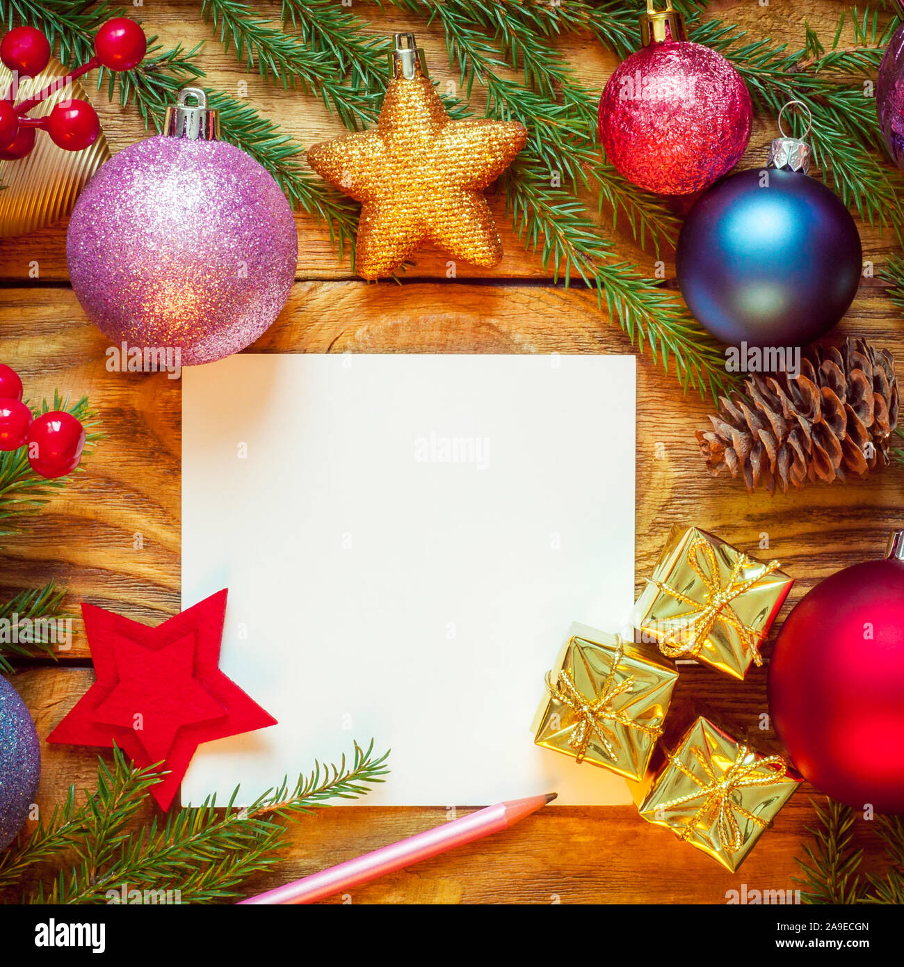 Christmas Tree With Decoration On A Wooden Board Christmas Toy