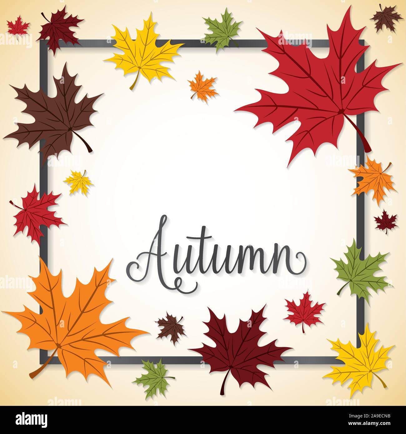 Fall Leaf Thanksgiving frame card in vector format. Stock Vector