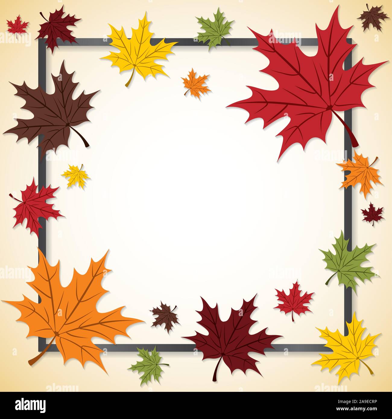 Fall Leaf Thanksgiving frame card in vector format. Stock Vector