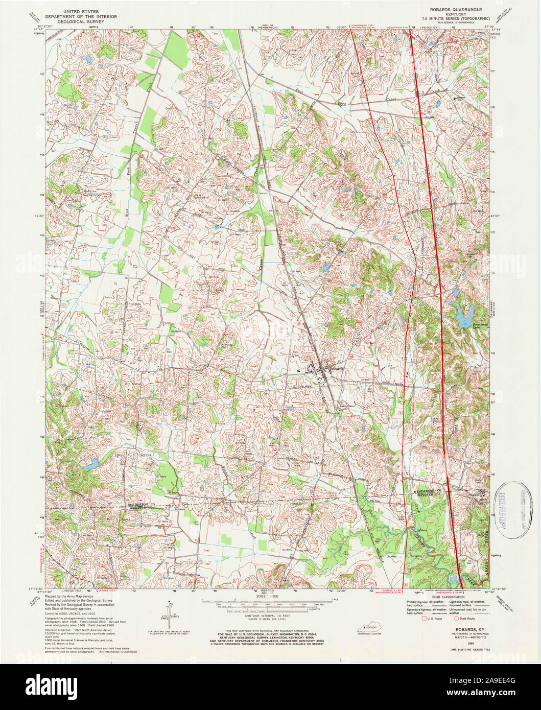 USGS TOPO Map Kentucky KY Robards 803937 1969 24000 Stock Photo - Alamy