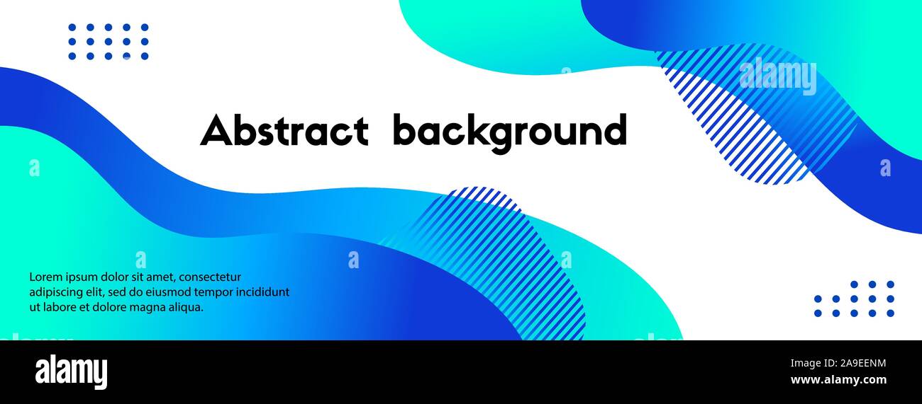 Vector abstract long banner. Blue gradient liquid fluid shapes and text. Background for social media cover Stock Vector