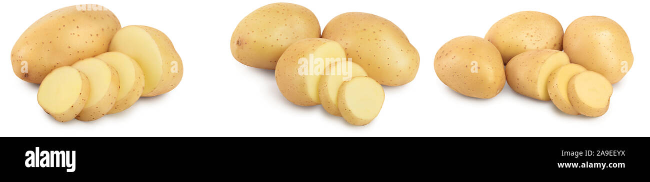 Young potato isolated on white background. Harvest new. Set or collection Stock Photo