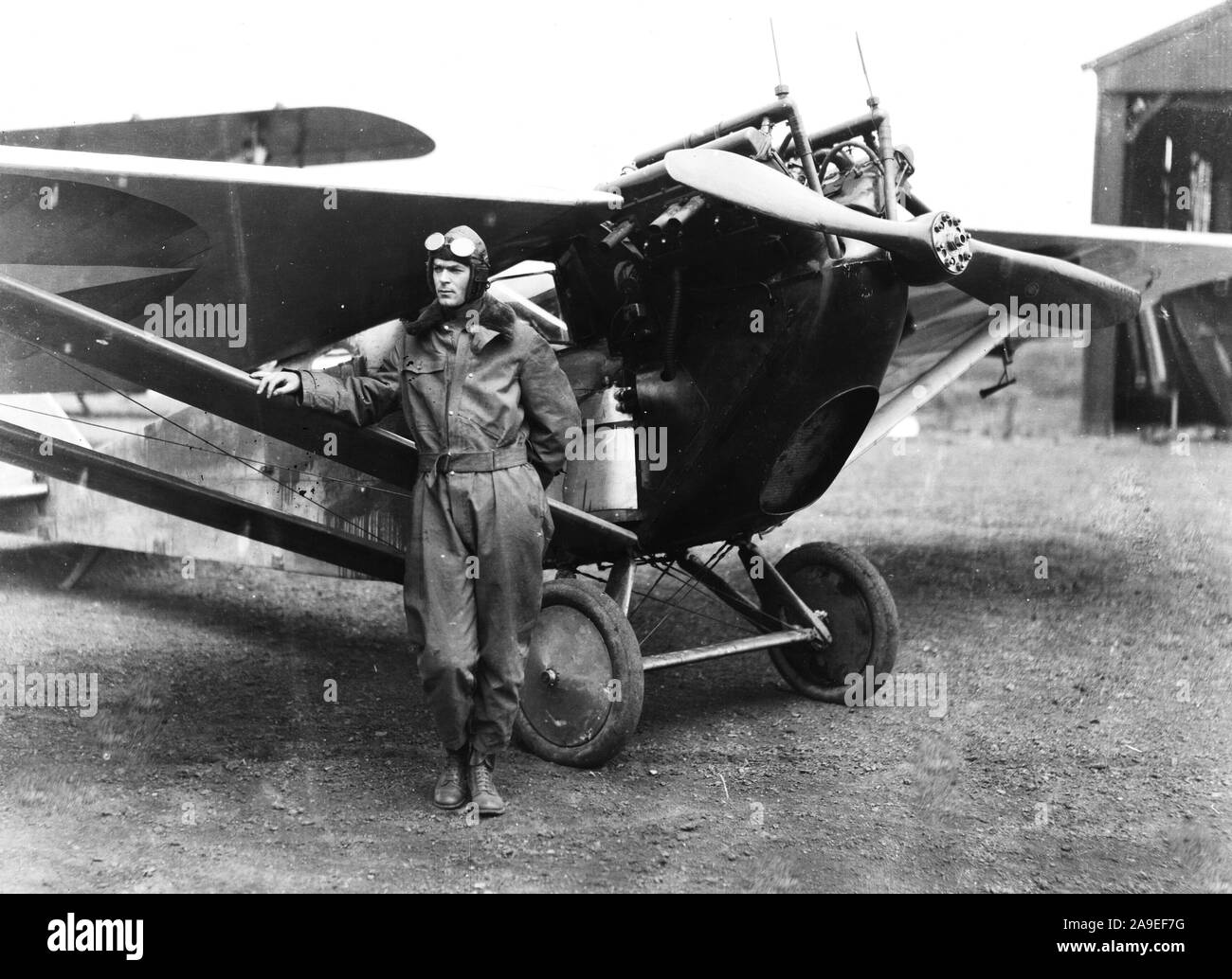 1921 - Lieut. Marshall S. Boggs, piloting the famous Loening Monoplane, the world's fastest monoplane with a speed of 240 miles per hour Stock Photo