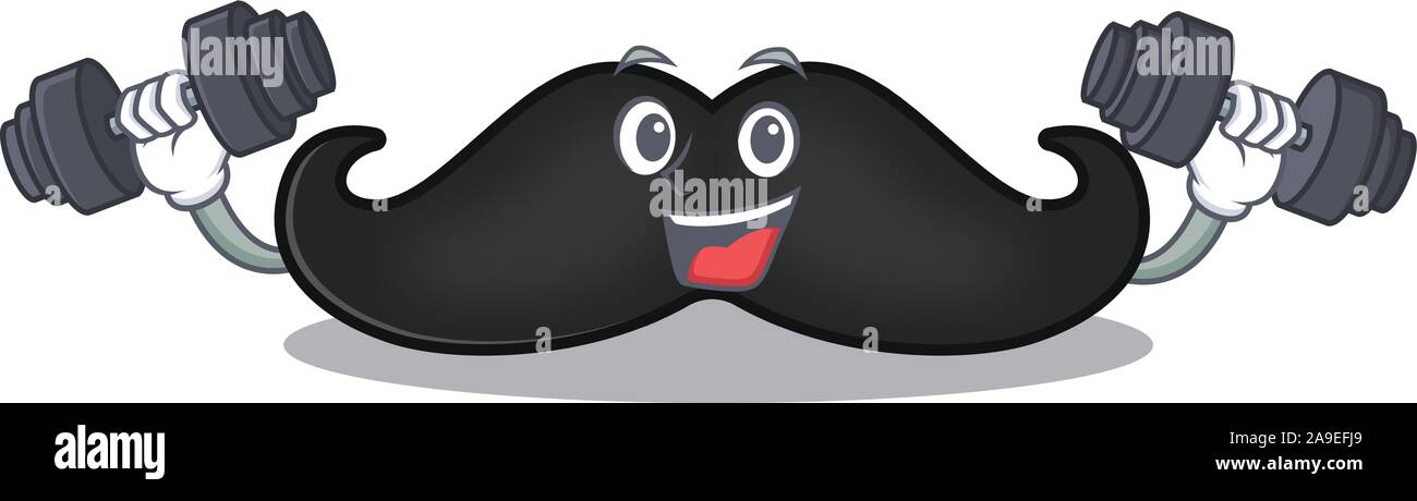 mustache character the on a stylized with bring barbell Stock Vector