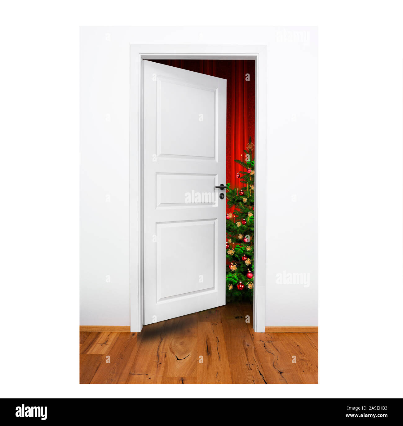 Door into the Christmas room Stock Photo