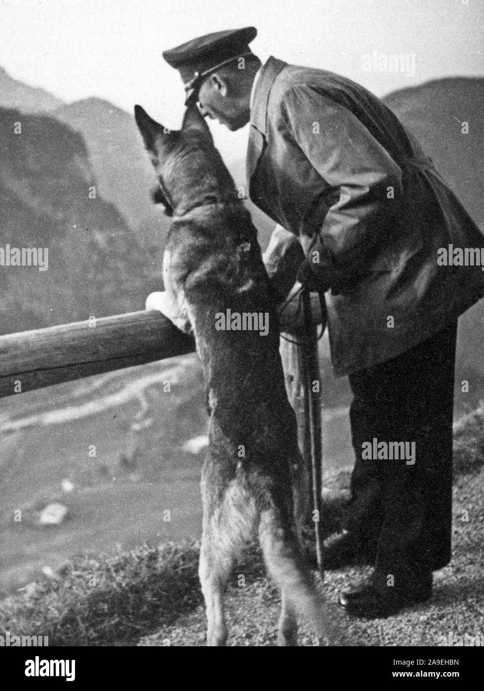 Eva Braun Collection (trinaest) - Adolf Hitler with his German Shepherd dog ca. late 1930s or early 1940s Stock Photo