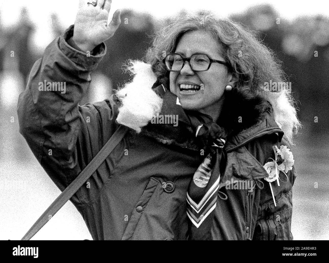 Former American hostage Ann Swift arrives at the base for her departure to the United States.  The 52 hostages were hospitalized for a few days after their release from Iran. Stock Photo