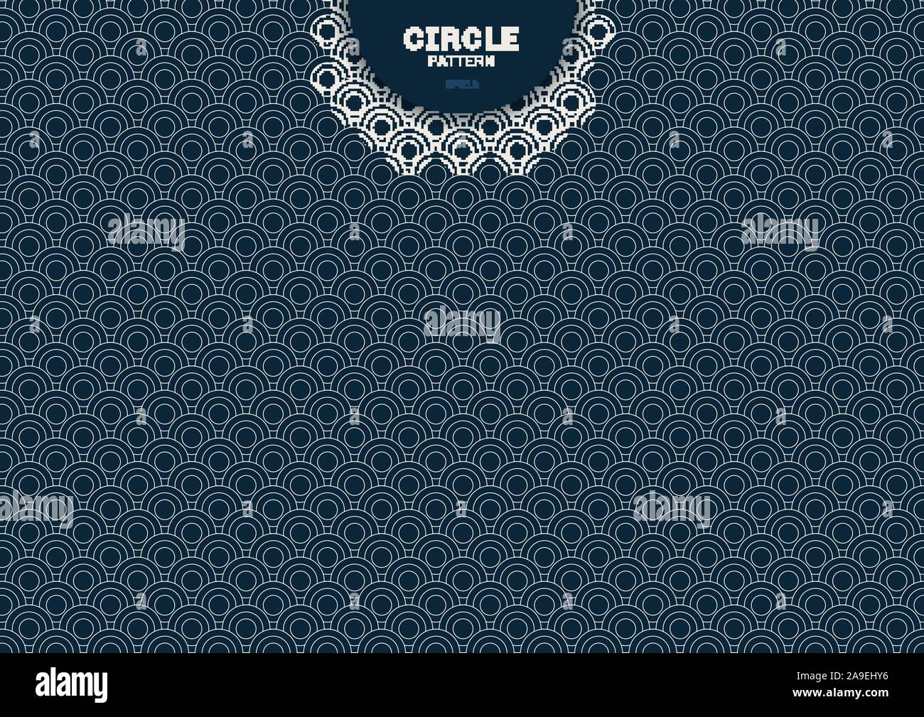 Abstract geometric circle blue background japanese pattern style. Vector illustration Stock Vector