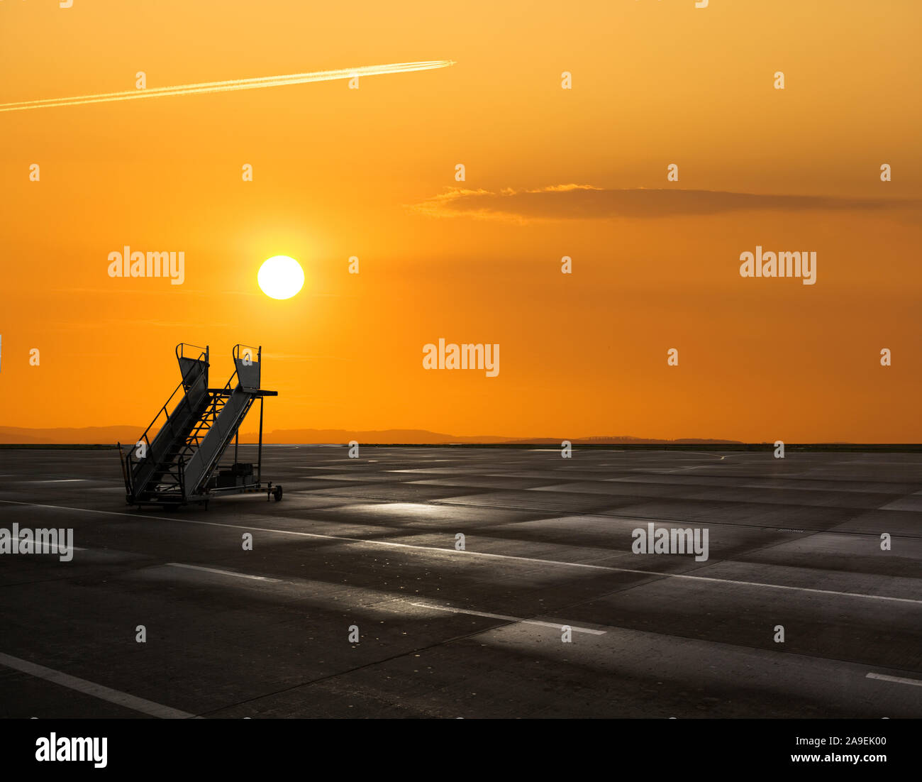 Gangway in the sunset Stock Photo