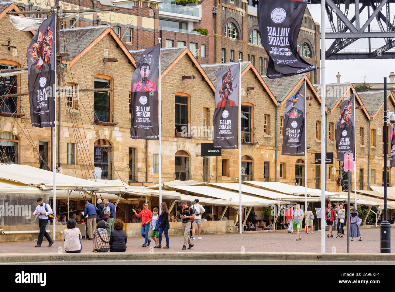 Two-storey sandstone Bond Stores on Campbells Cove - Sydney, NSW, Australia Stock Photo