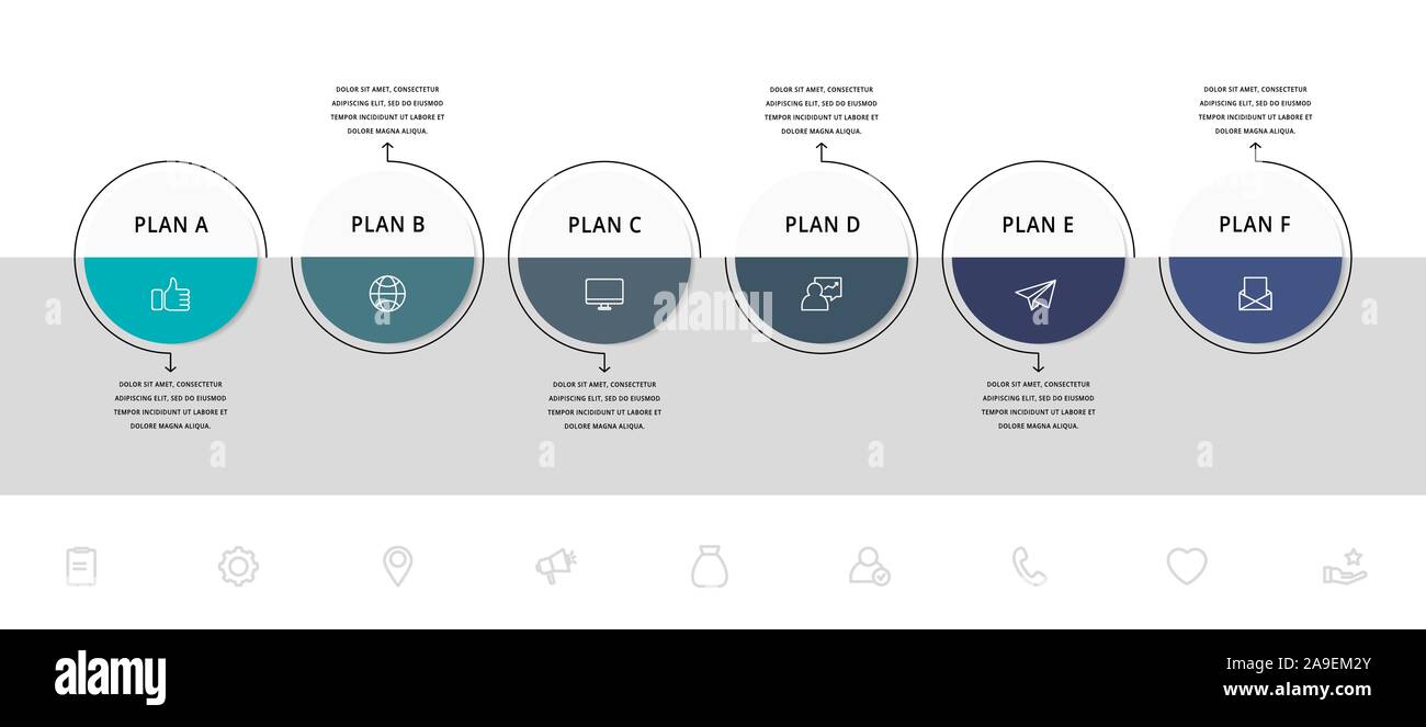 Vector flat infographic template. Line circles with text and icons for ...