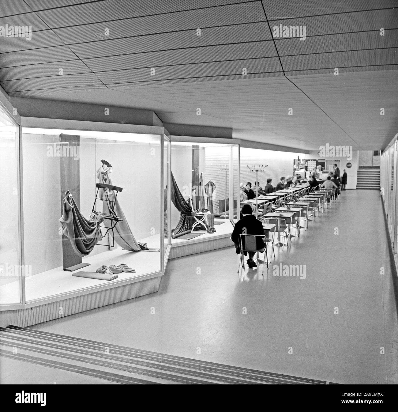 Finland History -  Café in a hallway of the new Centrum department store of Voima cooperative ca. 1961  Tampere, Pirkanmaa, Finland Stock Photo