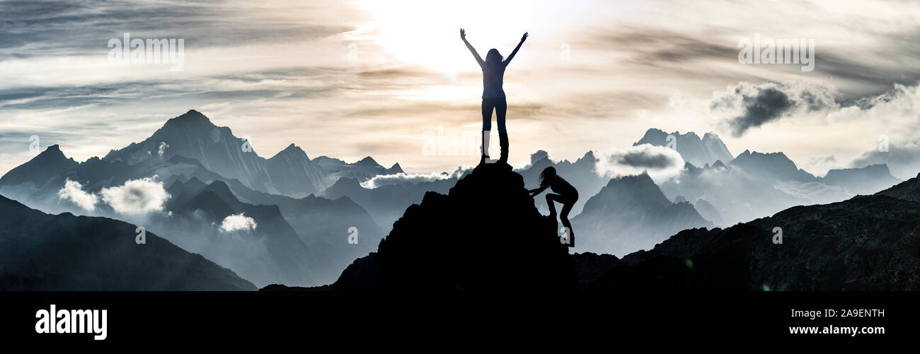 Summit climbers success hi-res stock photography and images - Alamy