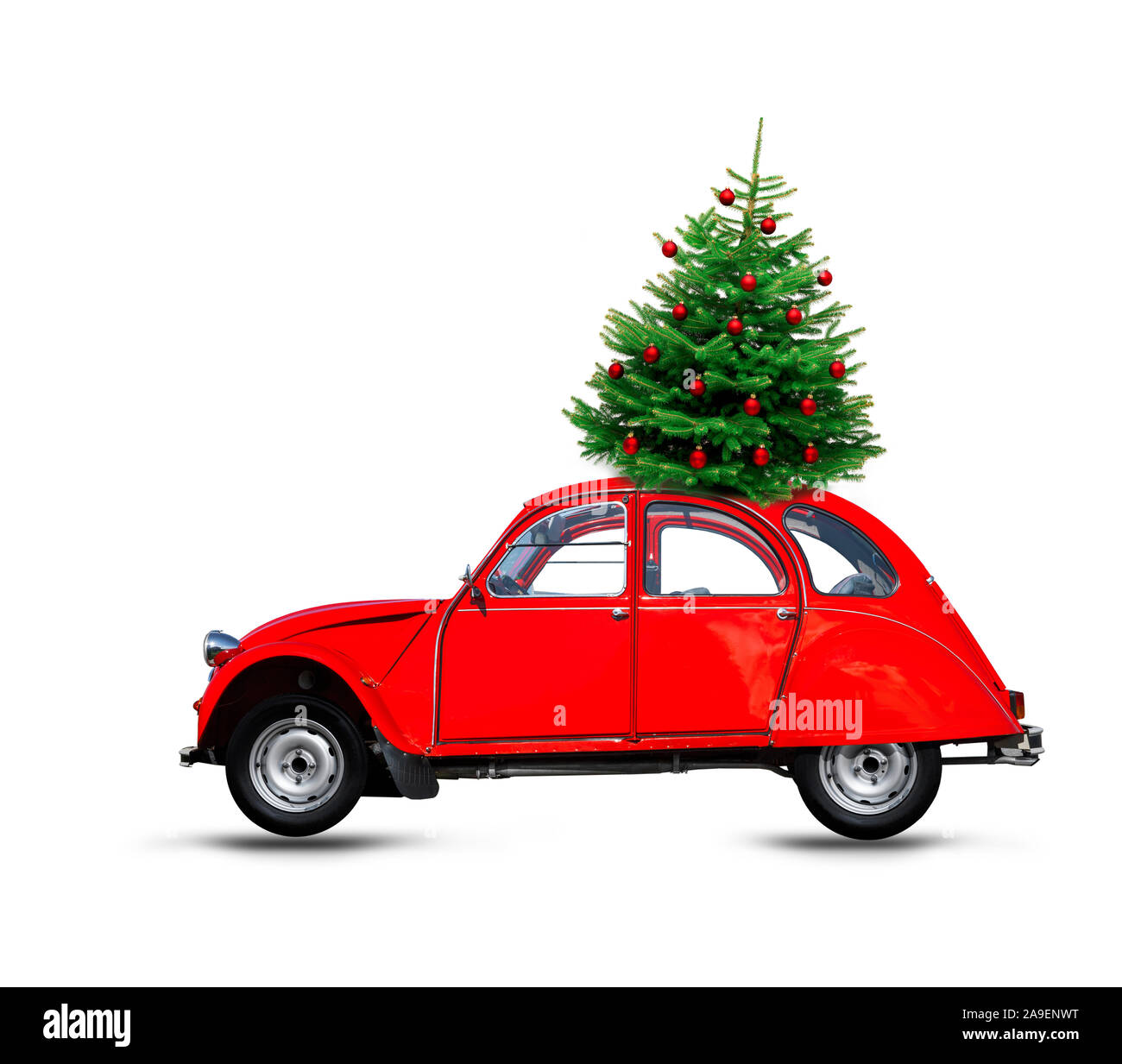 Car 'duck' with Christmas tree Stock Photo