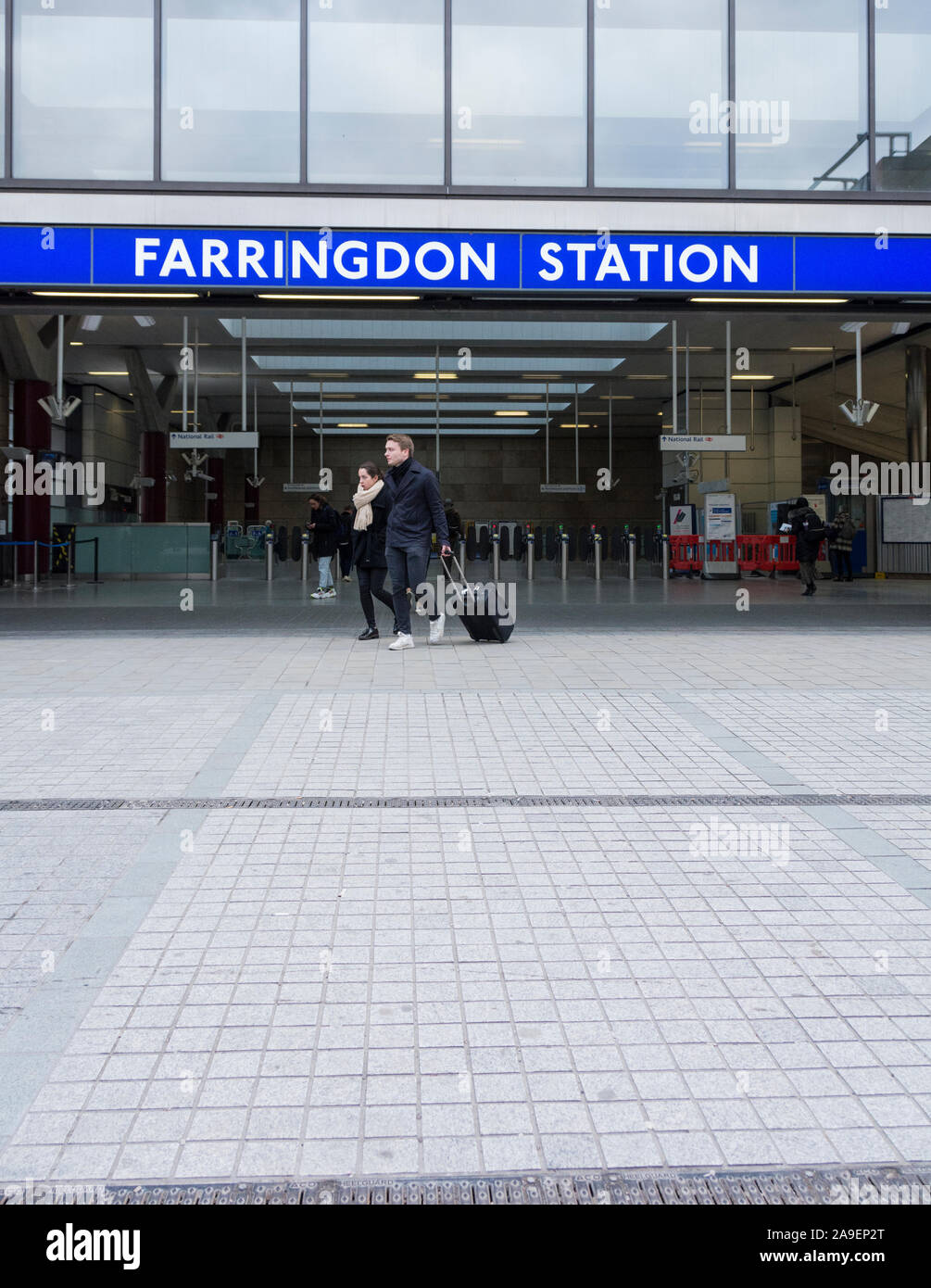 Exterior view of the entrance to the new Farringdon Station, Farringdon, London, England, UK. Stock Photo