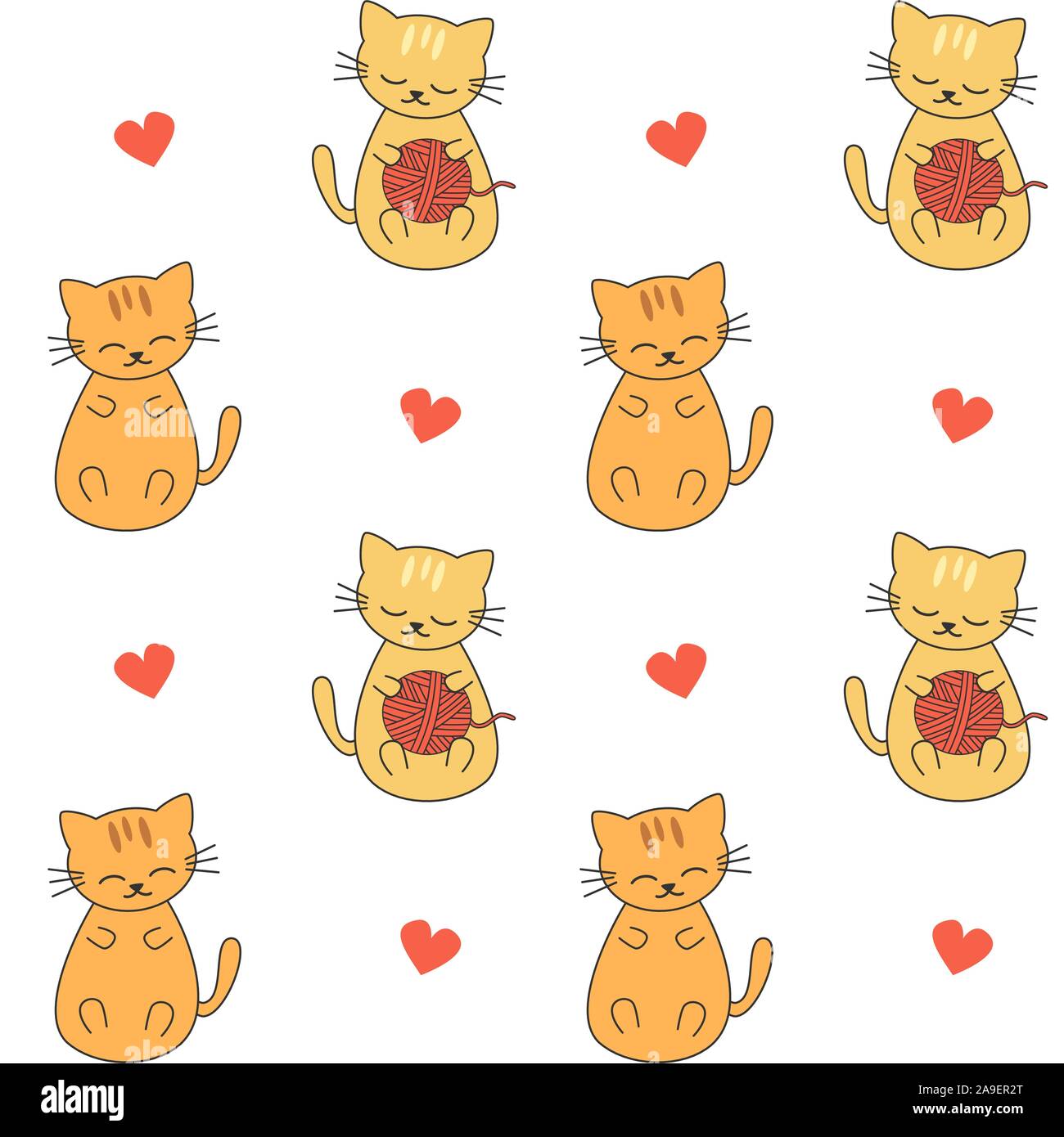 cute cartoon cats seamless vector pattern background illustration Stock ...