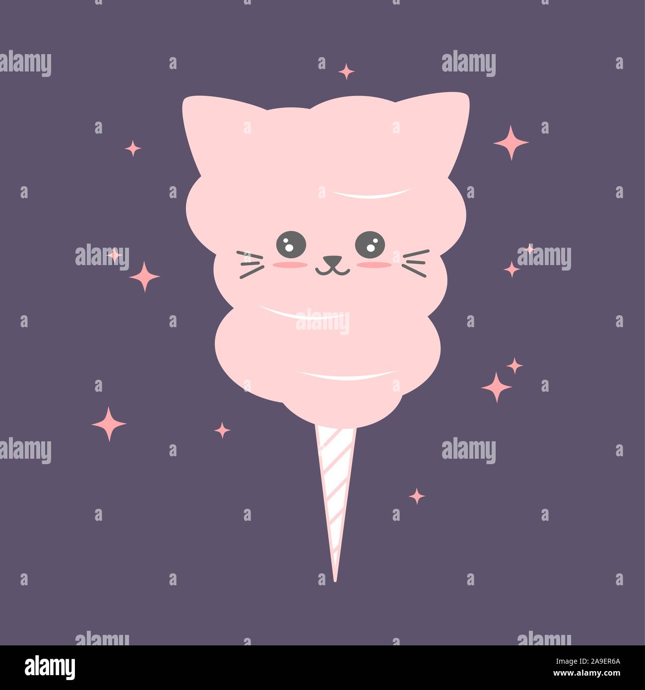 cute cartoon cotton candy cat vector illustration Stock Vector Image & Art  - Alamy