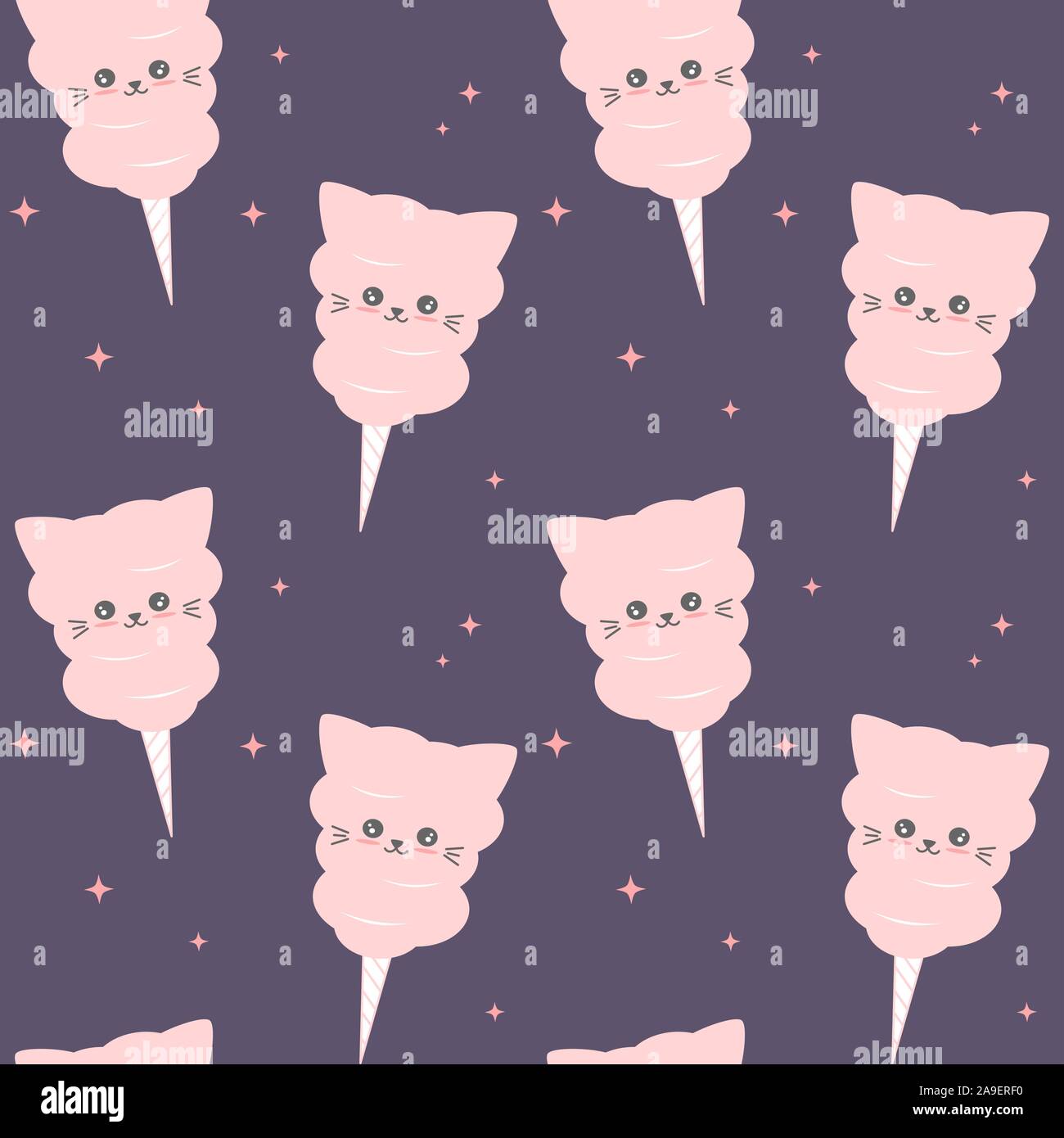 cute cartoon cotton candy cat seamless vector pattern background  illustration Stock Vector Image & Art - Alamy