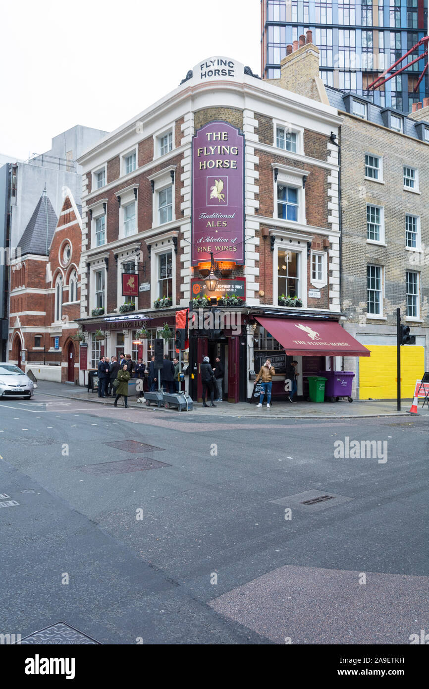 The Flying Horse public house, Wilson Street, Finsbury, London, EC2, UK Stock Photo