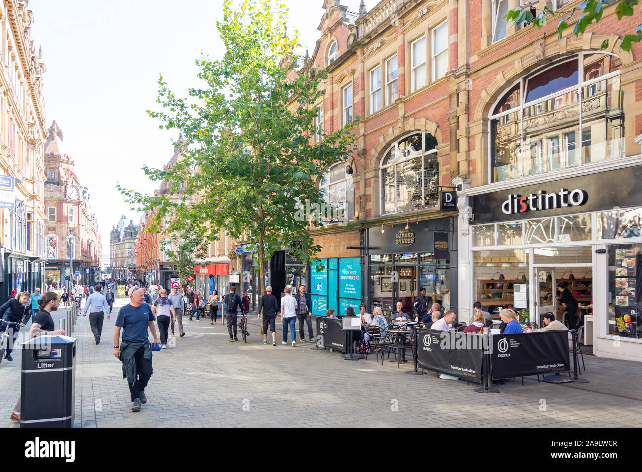 Outdoor cafes, Albion Place, Leeds, West Yorkshire, England, United Kingdom Stock Photo
