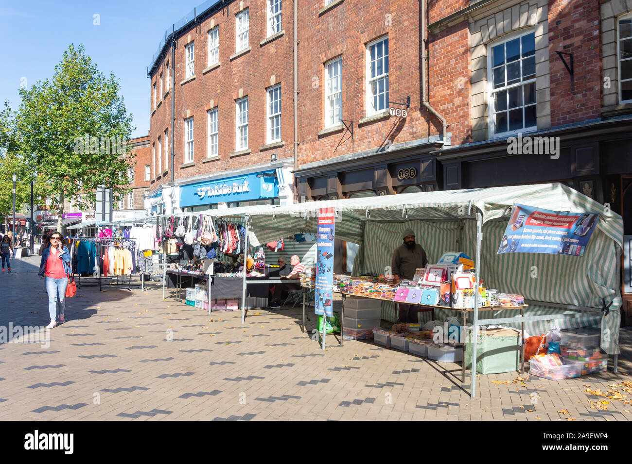Outdoor market stalls, Northgate, Wakefield, West Yorkshire, England, United Kingdom Stock Photo