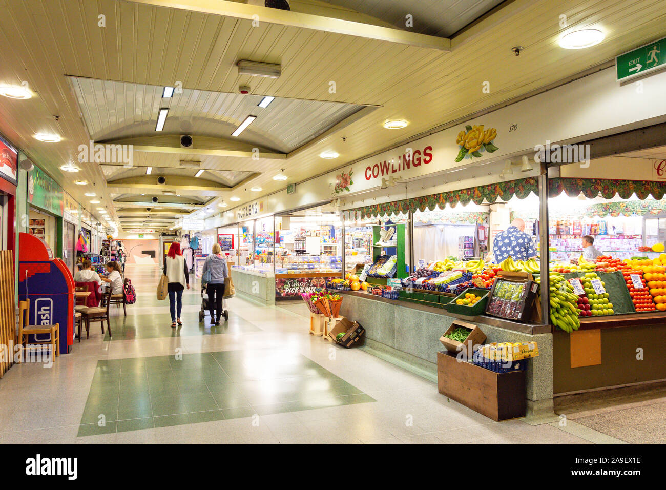 Queensgate Indoor Market, Princess Street, Queensgate, Huddersfield, West Yorkshire, England, United Kingdom Stock Photo