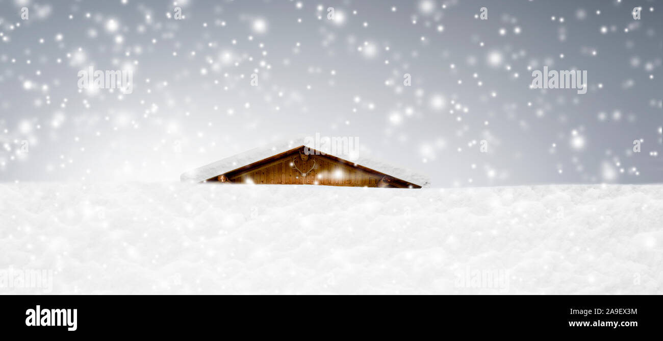 Snow-covered ski lodge Stock Photo