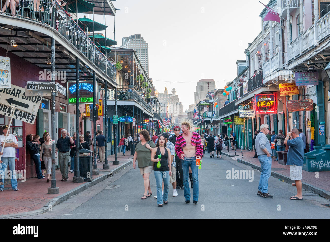 Bourbon Street by night in New Orleans. This historic street in the