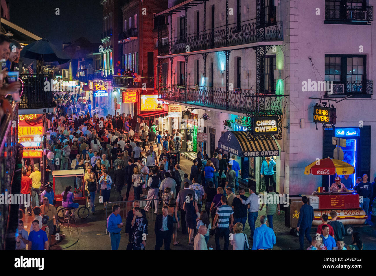 Bourbon Street by night in New Orleans. This historic street in the
