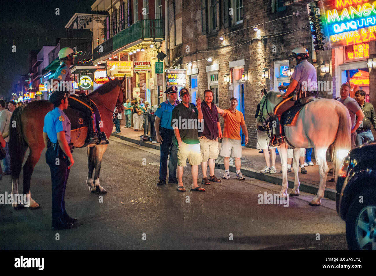 Bourbon Street by night in New Orleans. This historic street in the