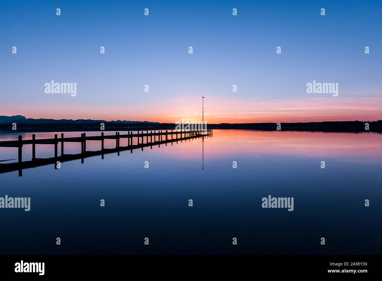 Sunset on Lake Starnberg Stock Photo