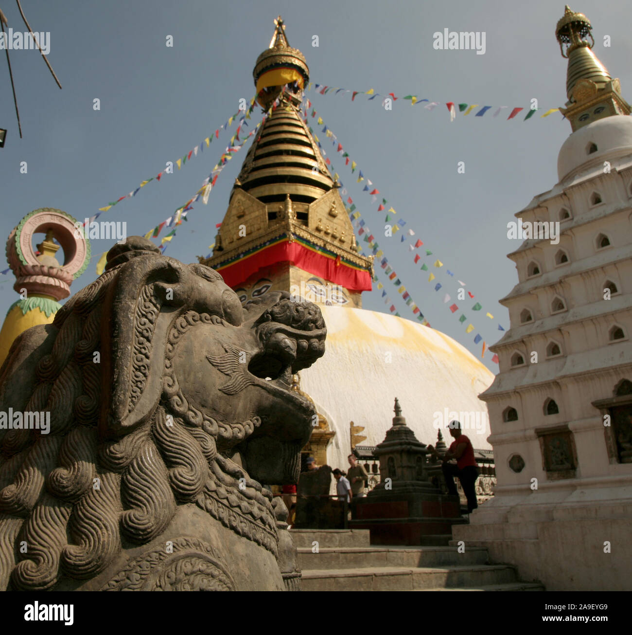 Swayambhunath Temple (also known as The Monkey Temple) Kathmandu, Nepal. Stock Photo