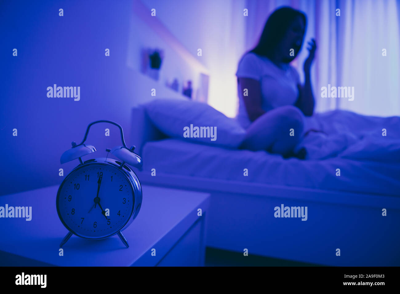 Closeup view of alarm call bell clock nice attractive tired