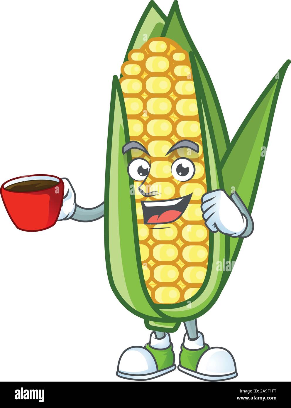 Cartoon Corn Raw With The Character Drinking In Cup Stock Vector Image Art Alamy