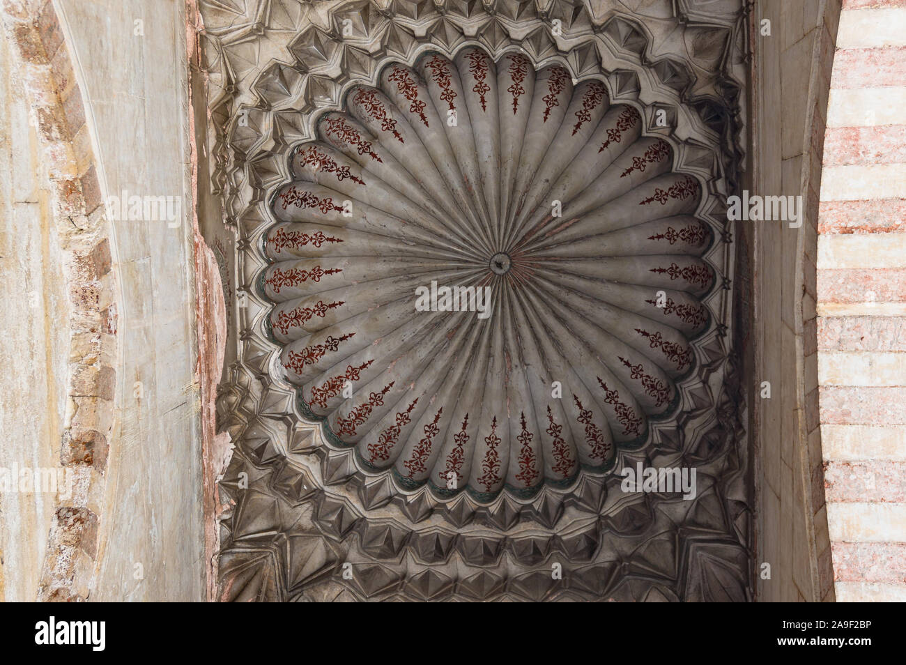 Istanbul, Turkey - August 27, 2013: Ceiling, vaulting of Yeni Cami Stock Photo